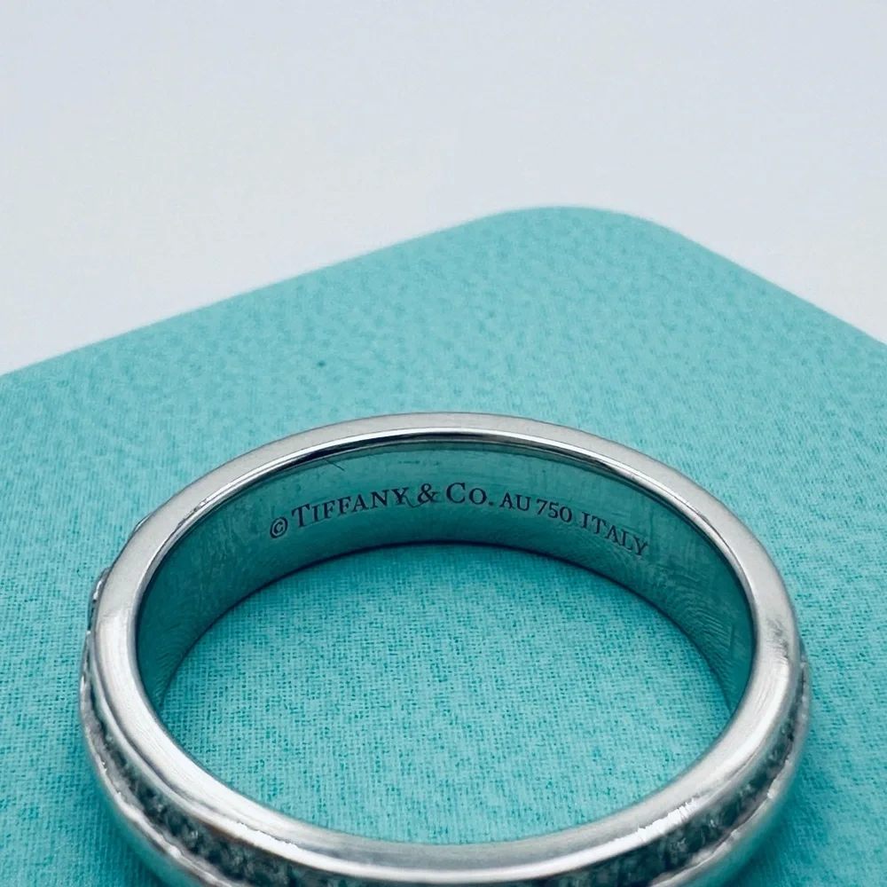 $7,800 Tiffany & Co. .43 CTW 18K White Gold T Narrow Pave Diamond Ring Packaging